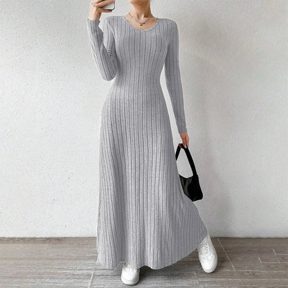 Mia Muse Women's Dresses All Season Office Lady Ventilate Solid Color Waist In Design  Long Sleeve MIDI Lettuce Trim  Suitable f
