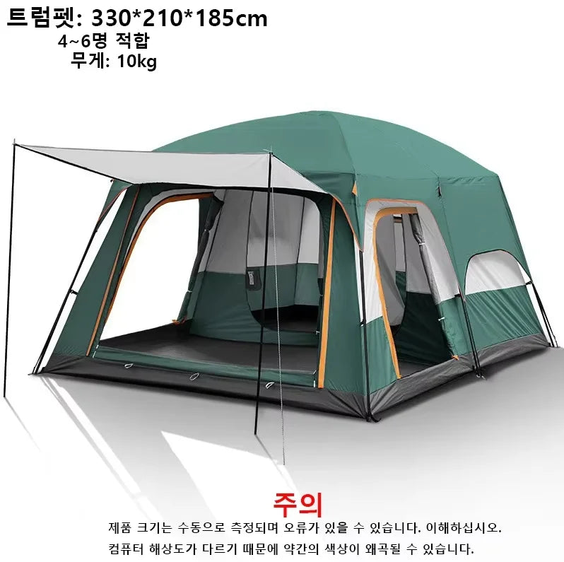 4-Season Camping Tent – 3-12 Person Waterproof Double Layer 2-Room Family Tent