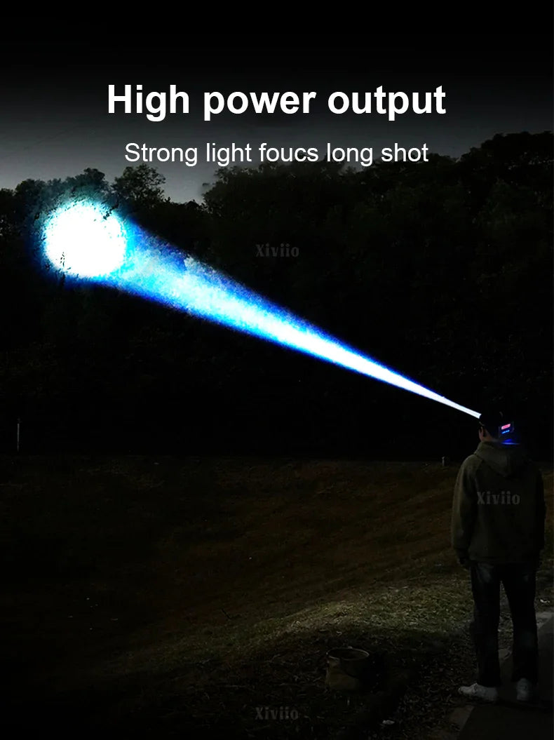 860000000LM Ultra Powerful LED Headlamp Super Bright Long Range 4500M Head Flashlight Rechargeable  Head Lantern Fishing Hunting