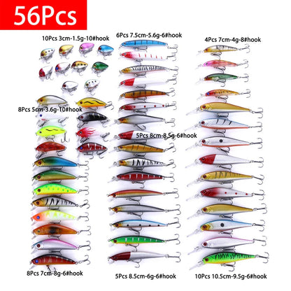 Fishing Lures Set Crankbait Tackle Hard Bait Kit Artificial Minnow Popper Pencil Swing Swimbait Wobblers Bionic Crank