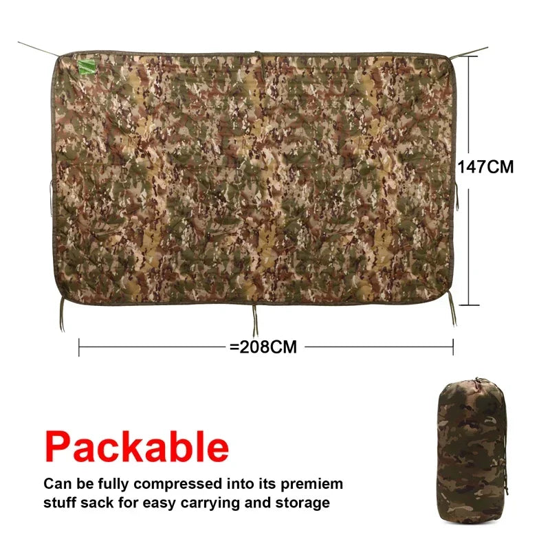 Military Poncho Liner Blanket – 82×58", Water-Repellent, 5 Colors