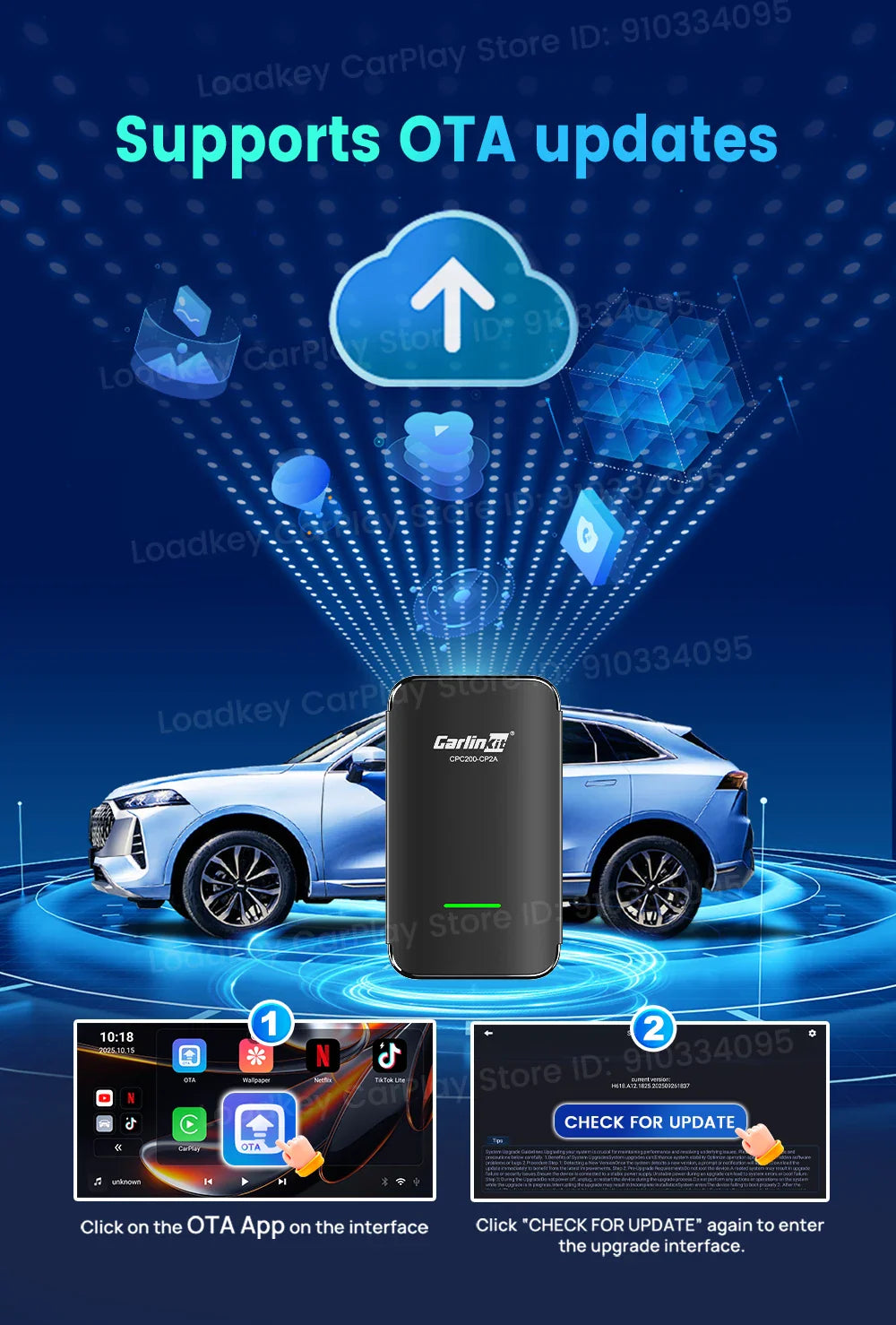 CarlinKit CP2A Pro Ai Box Wireless Adapter CarPlay Android Auto Wireless Smart CarPlay Box Support YouTube Netflix TikTok 5G USB