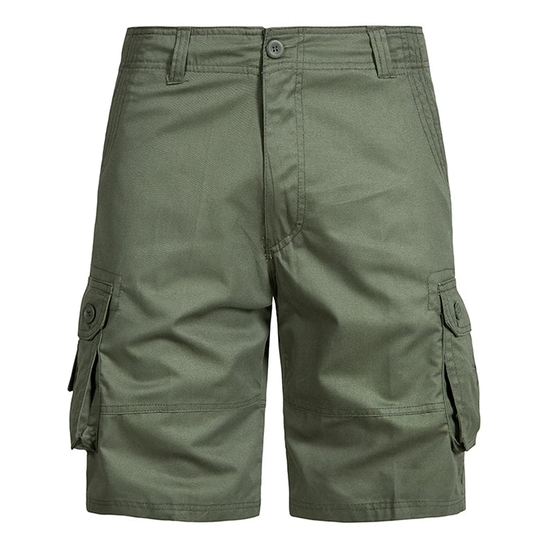 Men's Multi-Pocket Cotton Cargo Shorts – Loose Fit Outdoor & Beach Shorts