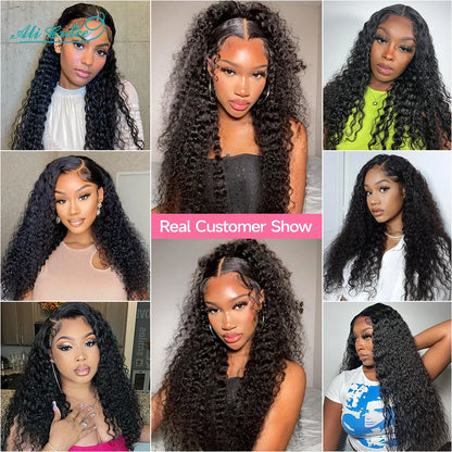 ALI GRACE Hair Brazilian Kinky Curly Hair 3 Or 4 Bundles 10-28 Inch Natural Color 100% Remy Human Hair Curly Weave Hair Bundles