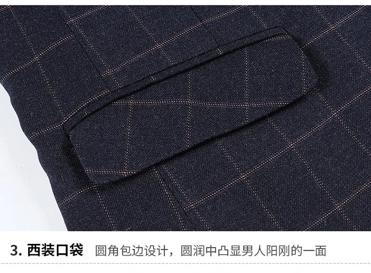 2024 New Spring and Autumn Coat Middle-aged Slim Fashion Handsome All Matching Plaid Suit Men Casual  Polyester  Blazer Mujer
