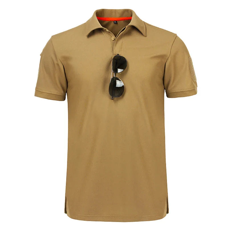 Men's Quick Dry Embroidered Polo Shirts Summer Custom Plus Size Military Clothes Tactical Plain Turn-down Army T-shirts
