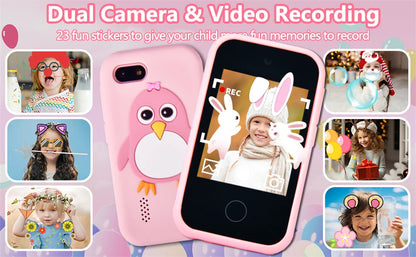 32GB Kids Smart Phone 2.8'' IPS Mini Toy Phone Music Player  28 Games Alarm Clock Flashlight Dual Camera Educational Funny Toys
