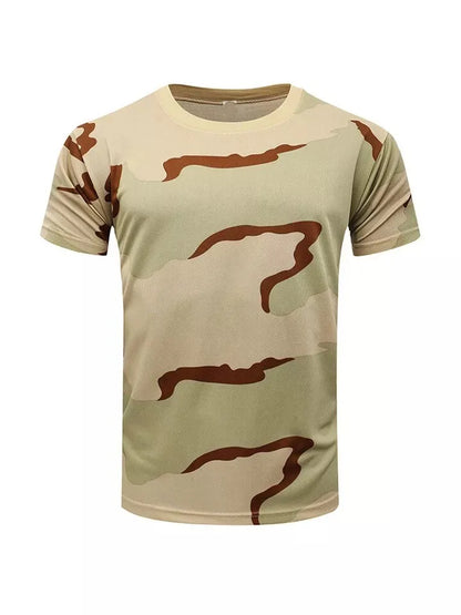 Men's 3D Camo Print T-Shirt – Quick-Dry Polyester, Short Sleeve, Sizes S–5XL