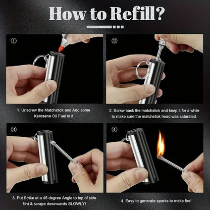 1-50pack Match Lighter, Flint Metal Match Lighter, Outdoor Camping Portable Emergency Survival Lighter, Can Light 10,000 Times