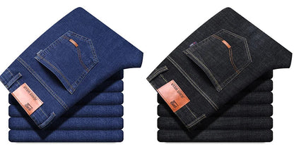 2024 NEW Men's Fashion Business Jeans Classic Style Casual Stretch Slim Jean Pants Male Brand Denim Trousers Black Blue