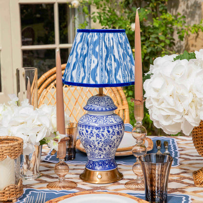 Chinoiserie Rechargeable Lamp with Cobalt Ikat Shade (22cm)
