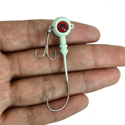 Luminous Jig Head Lure with Barbed Hooks – High-Carbon Steel, 20pcs, 5.5g–10g