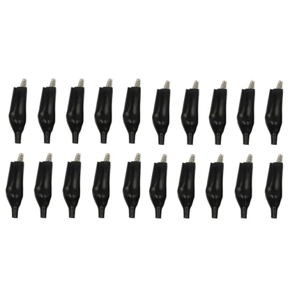 20 Pcs Crocodile type Clip 28MM Black Red Blue Black Yellow Soft Plastic Coated Testing Probe Mini Alligator Test Clips