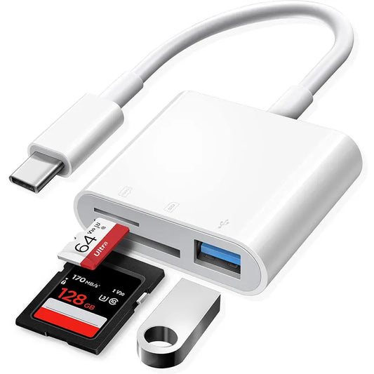 3 In 1 Adapter Type-C, Tf, Cf, Sd, Memory Card Reader, Recorder, Compact Flash Usb-C, Pro, Macbook