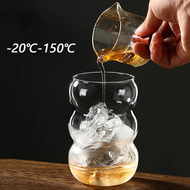 350/550ml Transparent Glass Cup Cold Coffee Cup With Straw Dessert Juice Milk Drinkware Mug Party Cocktail Glasses Teacup