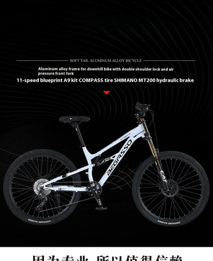 Men's Aluminum Alloy Mountain Bike – 27.5"/26" Soft Tail Full Suspension Adult MTB