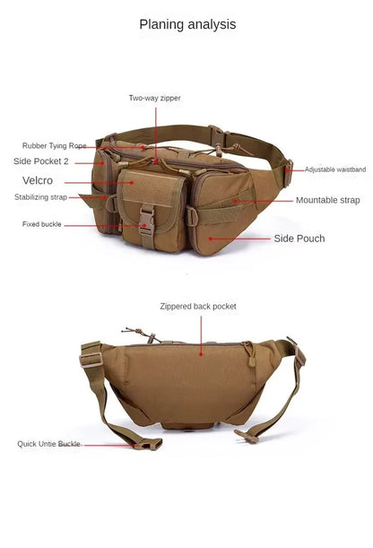 Men's Tactical Fanny Pack Nylon Waist Bag - Outdoor Sports Cycling Travel Hiking Camping Hip Pack Small Utility Belt Bag