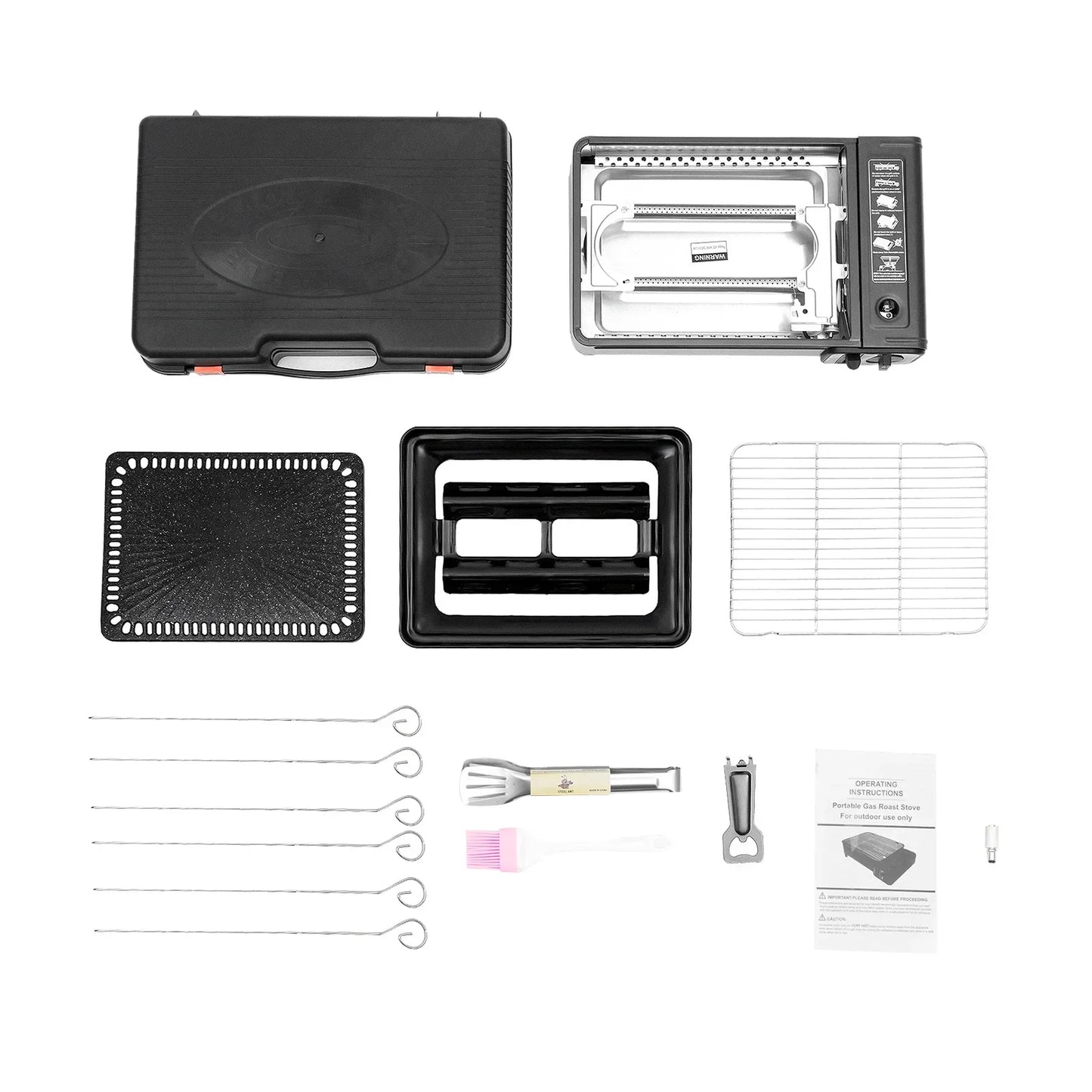 Portable Camping Grill Gas Stove – Butane/LPG, Full Accessory Kit, 41.5×28cm
