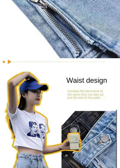Women's Korean Y2K Black Denim Shorts Summer Thin High Waist A-Line Loose Wide Leg Slimming Hot Pants