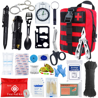 Survival First Aid Kit – Full Outdoor Emergency Trauma Bag for Camping & Hiking