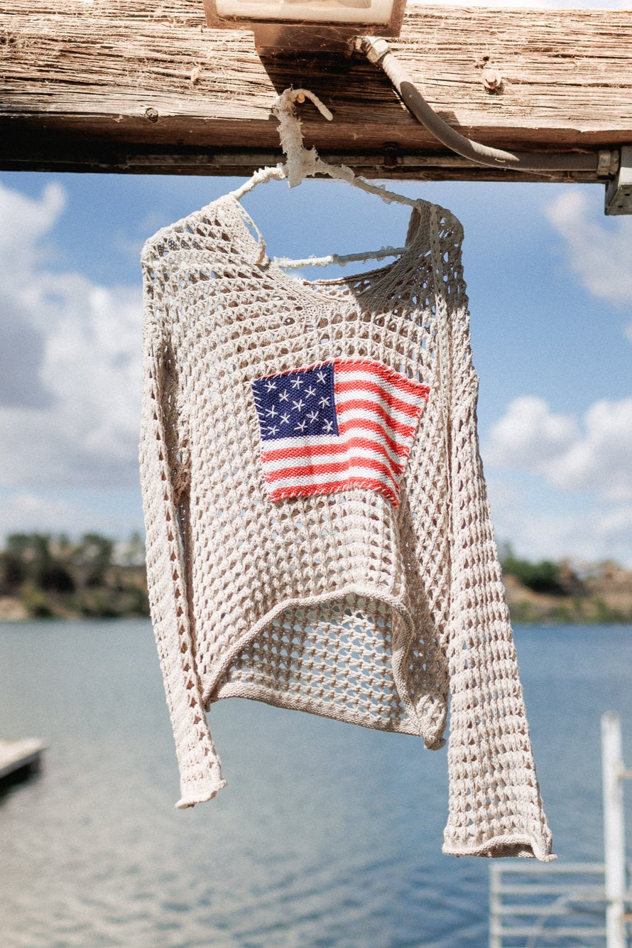 Americana Flag Hoodie - Beige - Pre Order