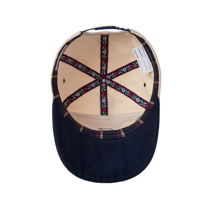 'Claws N' Roses' 7-Panel Souvenir Cap (Tan / Navy)