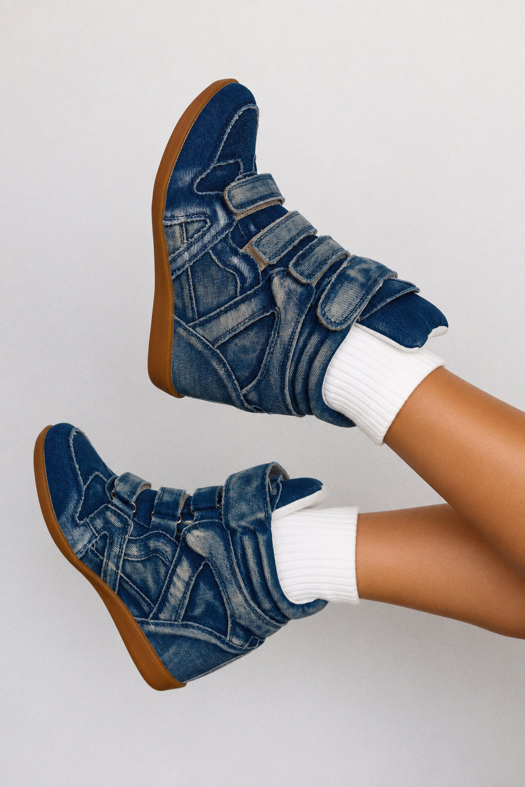 Gigi Wedge Sneakers - Denim
