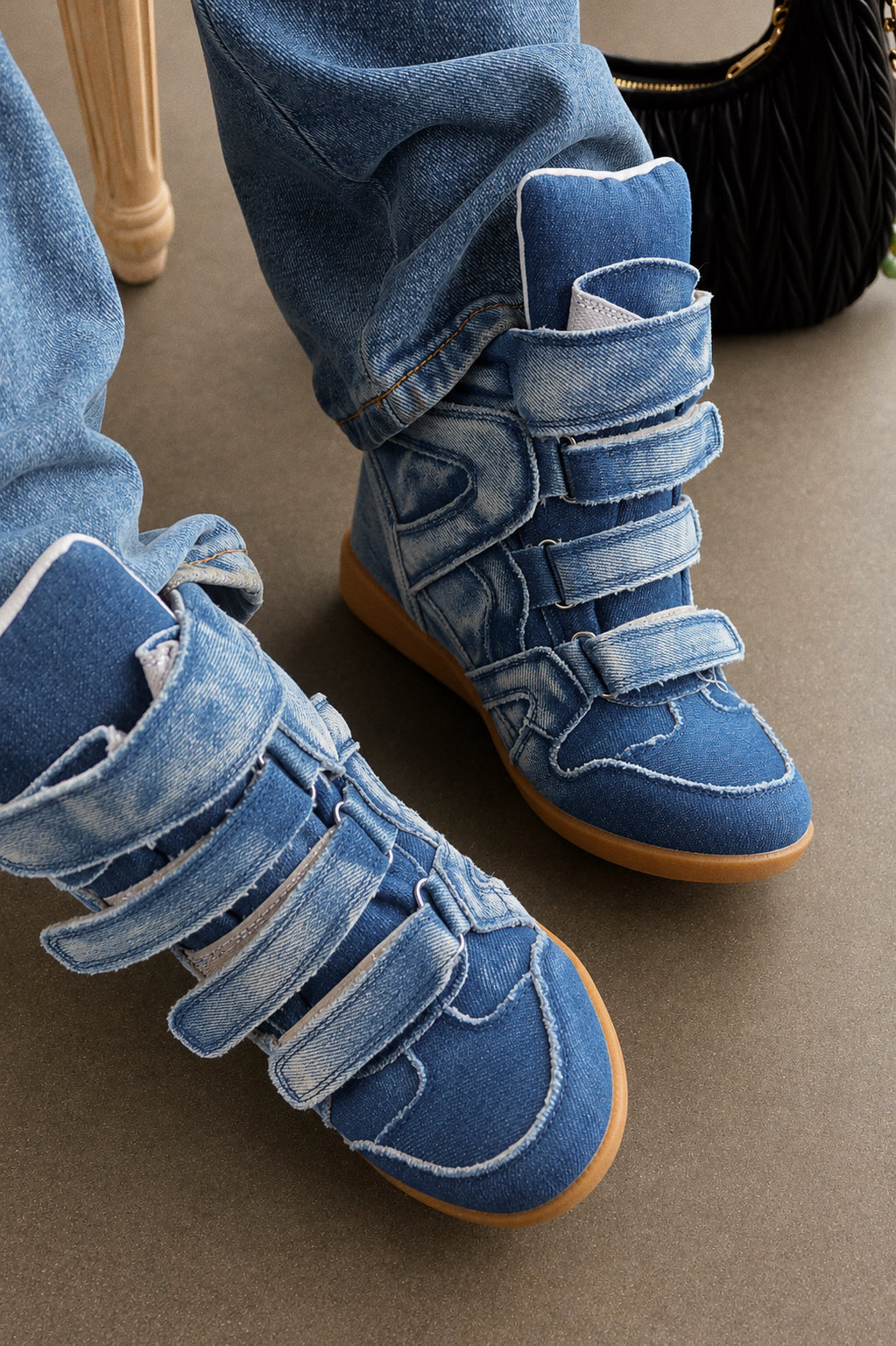 Gigi Wedge Sneakers - Denim
