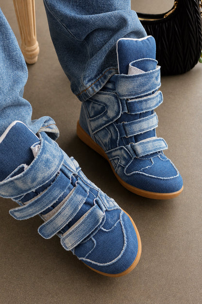 Gigi Wedge Sneakers - Denim