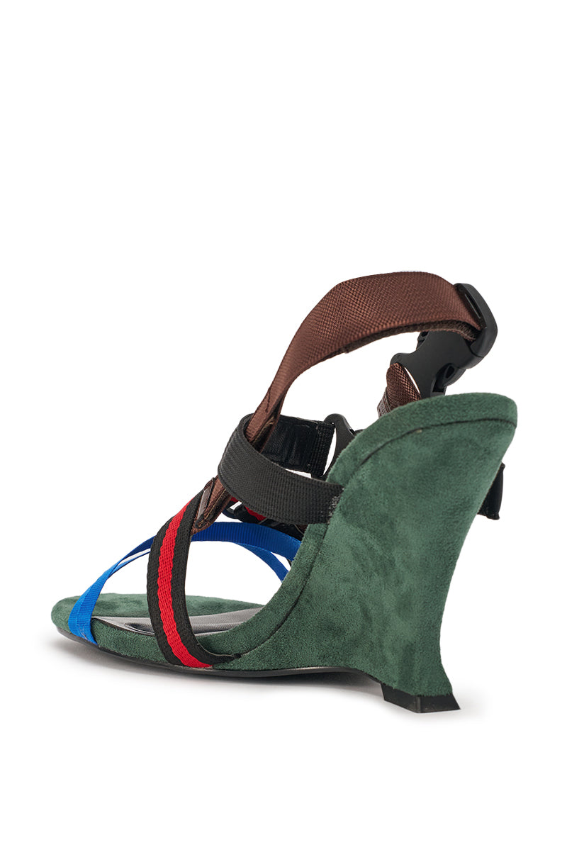 AKIRA GOLD VALTE MULTI WEDGE SANDAL WITH SPORTY HARDWARE