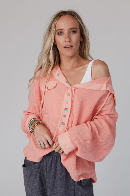 Bono Oversized Hoodie Top - Peach - Pre Order