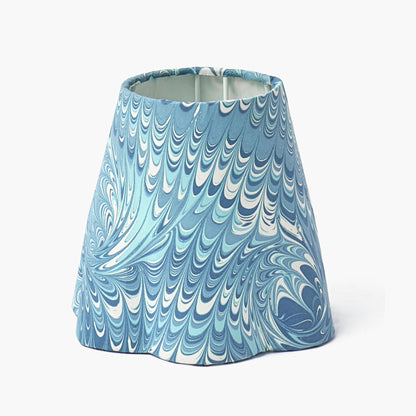 Lucille Metal Bamboo Rechargeable Lamp with Blue Marble Shade (18cm)