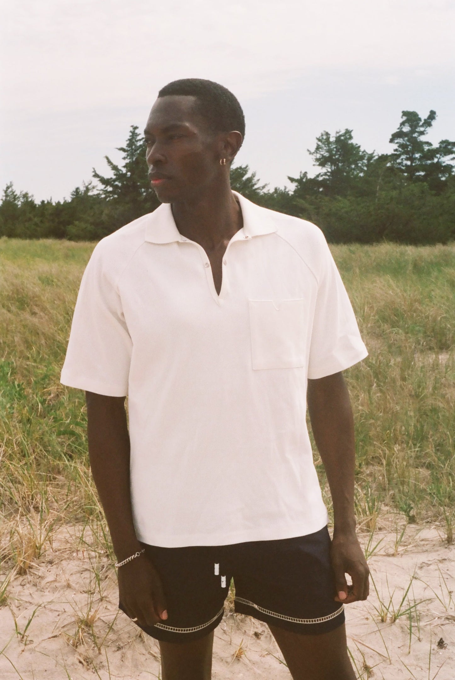 Raglan Mesh Polo (White)