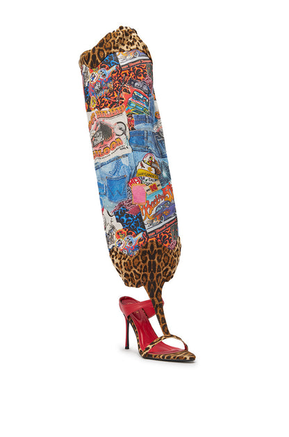 AKIRA GOLD ZIDANA DENIM MULTI BOOTIE WITH OPEN TOE