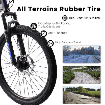 26" Full-Suspension Mountain Bike | 21-Speed, Disc Brakes & Dual Shock Absorption