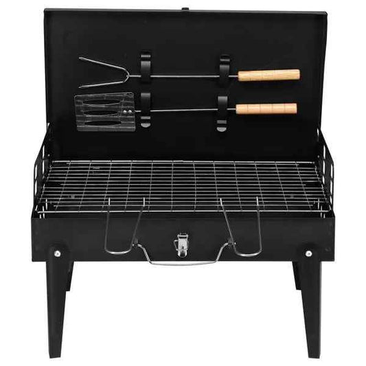 Portable Square Charcoal Grill – Compact Steel BBQ for Camping & Picnics