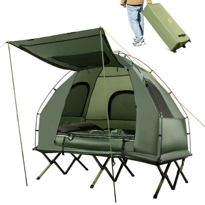 5-in-1 Camping Tent Cot with Air Mattress & Sleeping Bags — 2 Person