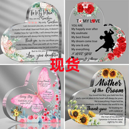 Acrylic Ornament Heart-shaped Crafts Valentine's Day Mother's Day Halloween Gift For Friends And Relatives Commemorative Gift