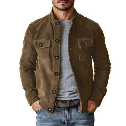 Men's Slim-Fit Faux Suede Jacket – Vintage Casual Outerwear