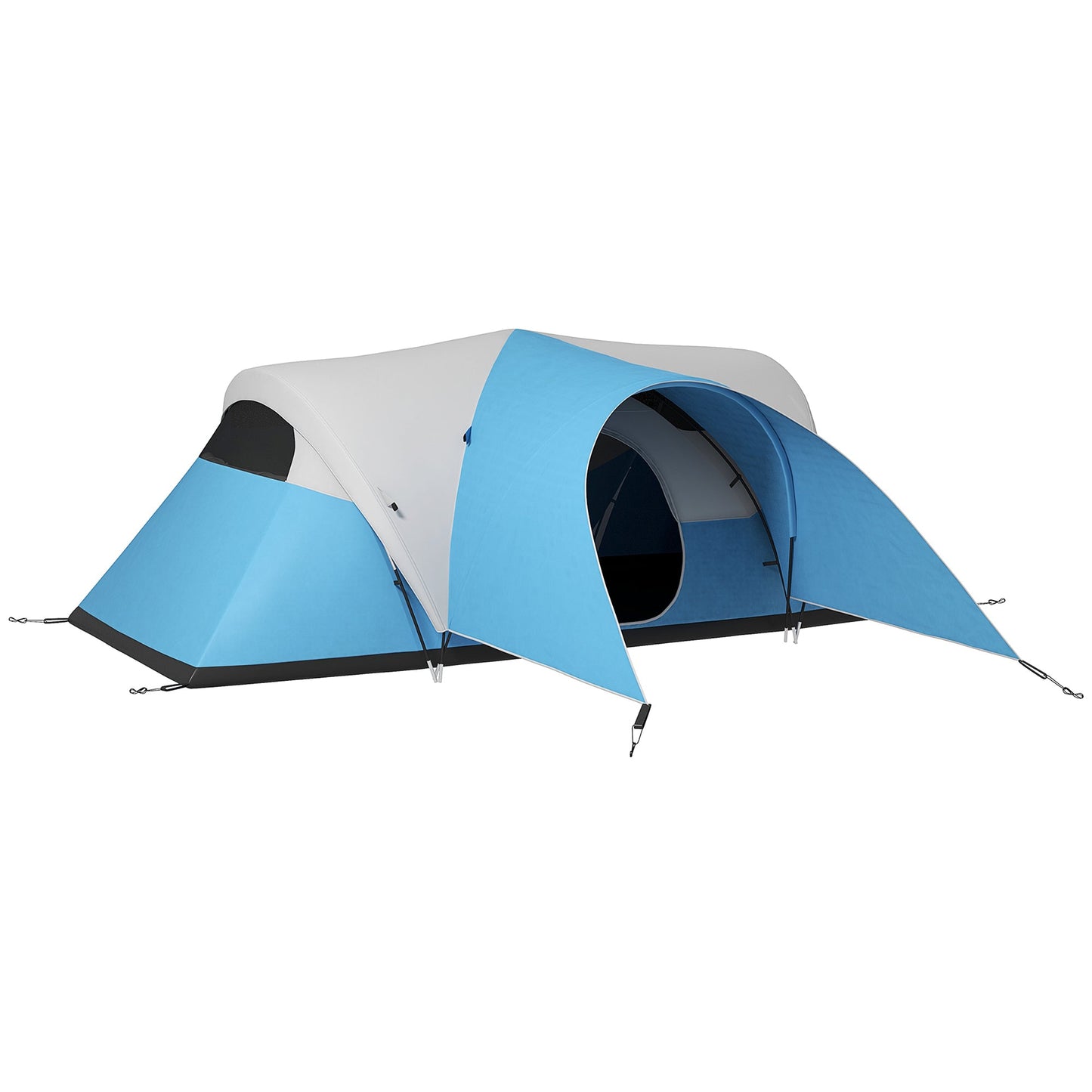 5–6 Person Family Camping Tent – 3000mm Waterproof with Porch, Sewn-In Groundsheet & 20 Stakes | Blue