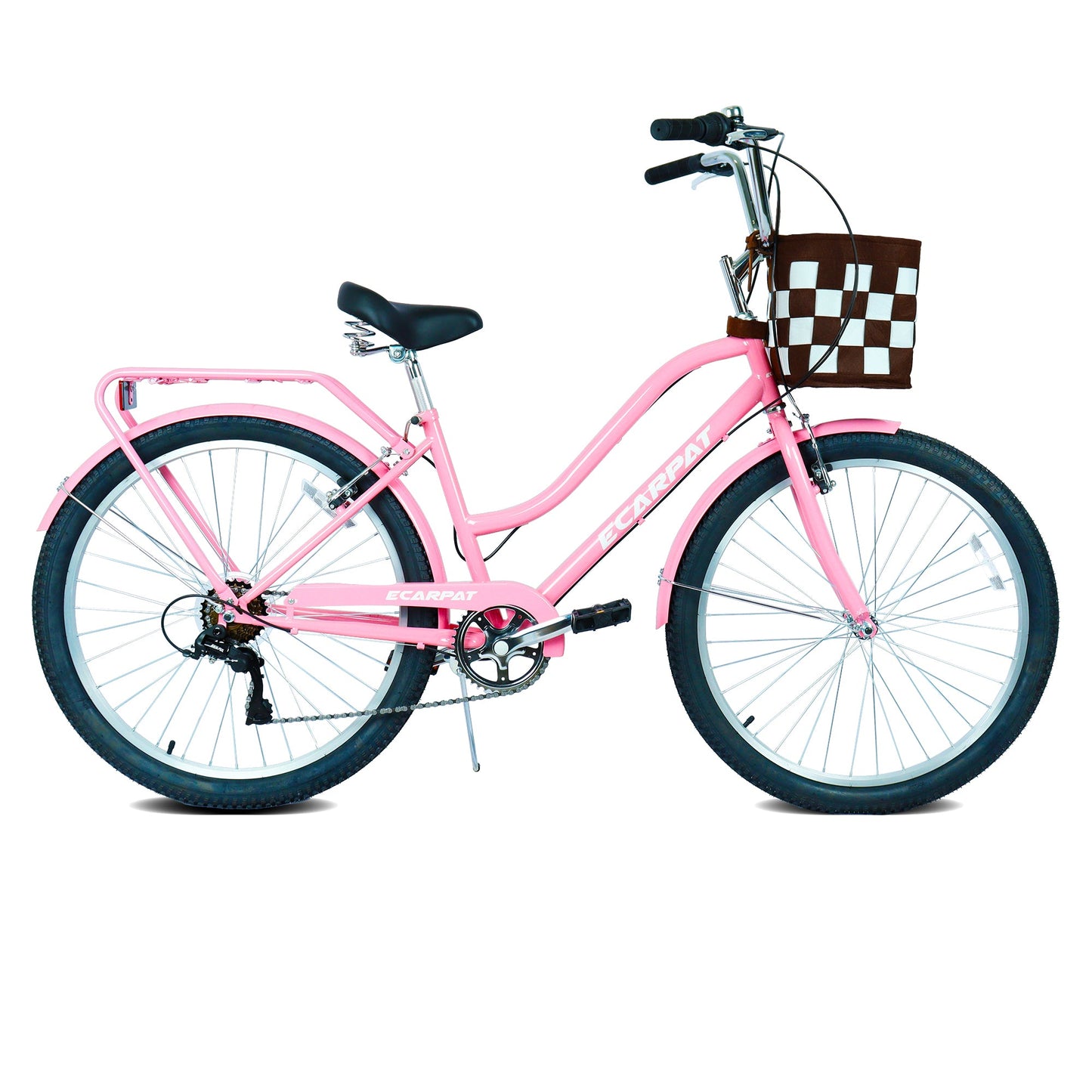 26" City Commuter Bike | 7-Speed, Detachable Basket, Built-In Lock & Rear Rack