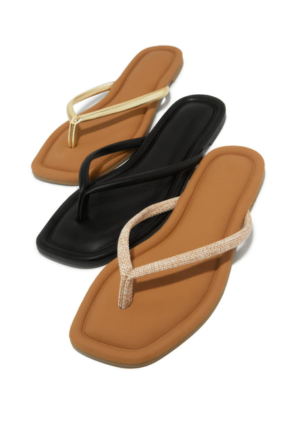 Slip Into Summer Thong Sandals - Black