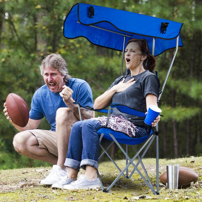 Foldable Camping Chair with Canopy & Cup Holder – 330 lb Capacity