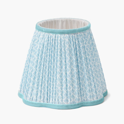 Rattan Ursula Rechargeable Lamp with Soft Blue Lotus Shade (18cm)