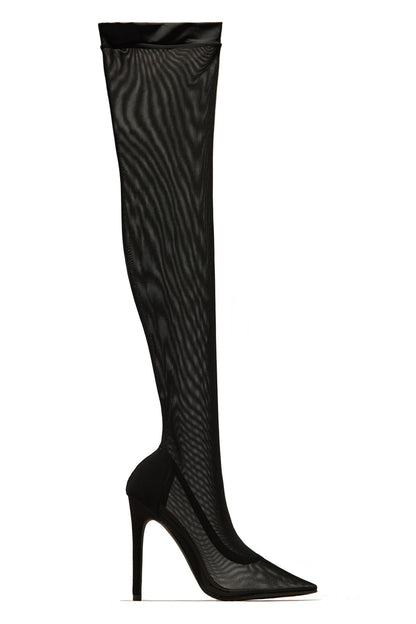 Timeless Allure Over The Knee High Heel Boots - Red