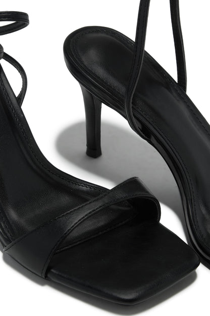 Viana Ankle Strap Mid Heels - Black