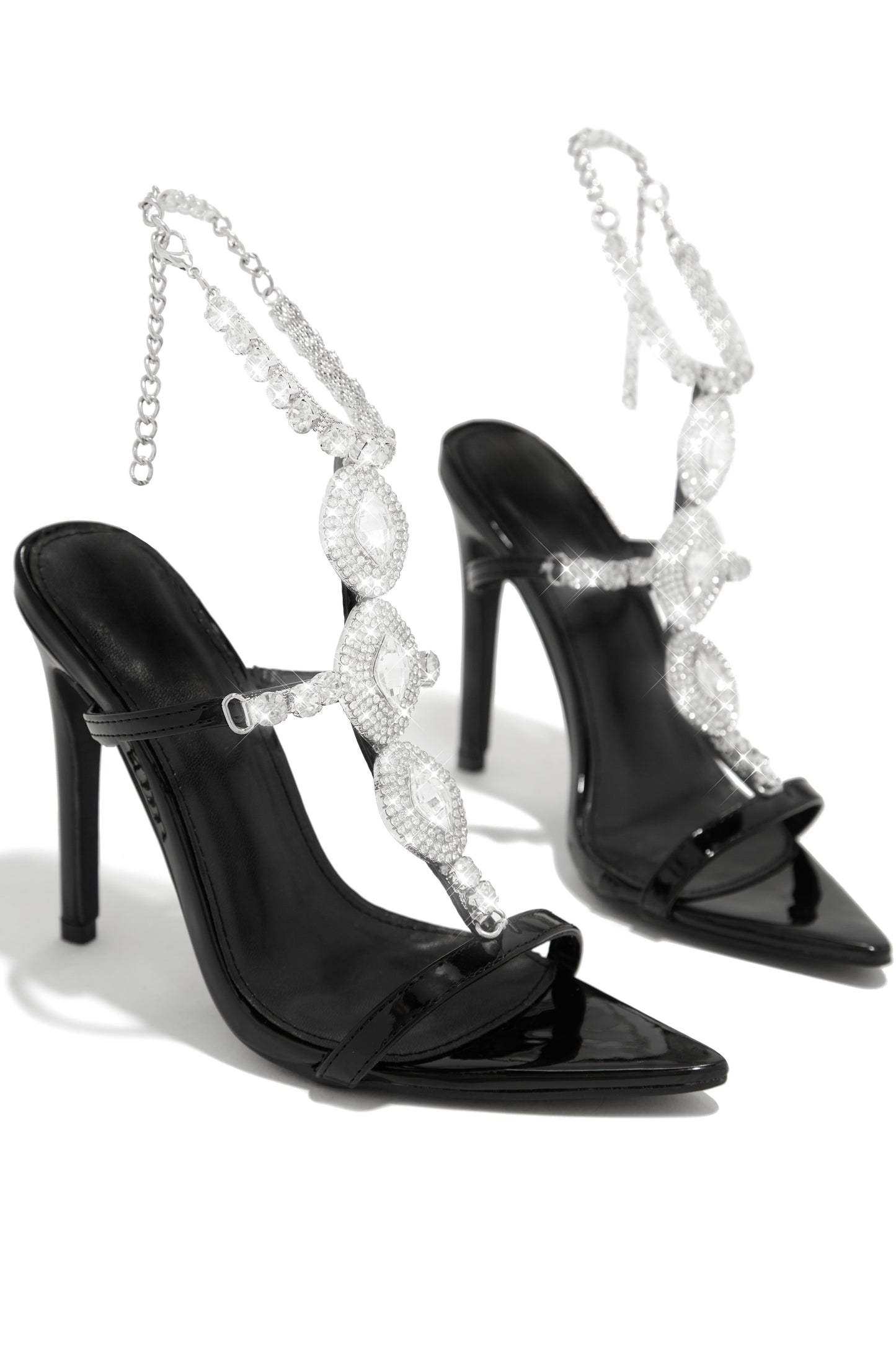 Main Character Embellished Single Sole High Heels - Black