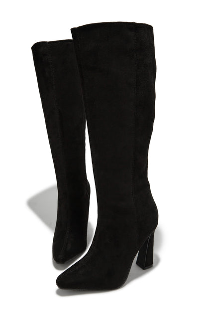Stella Knee High Heel Boots - Black