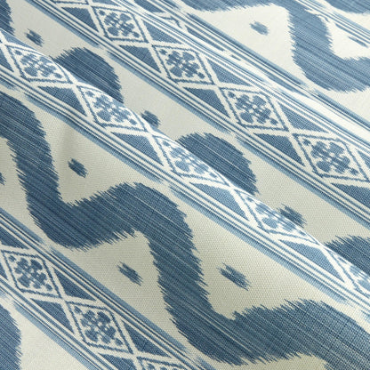 Blue Ikat Stripe Fabric