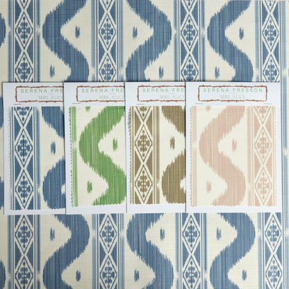 Blue Ikat Stripe Fabric